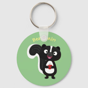 Cute happy skunk cartoon illustration key ring