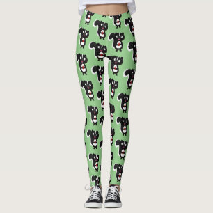 Cute happy skunk cartoon illustration leggings