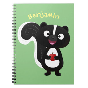 Cute happy skunk cartoon illustration notebook