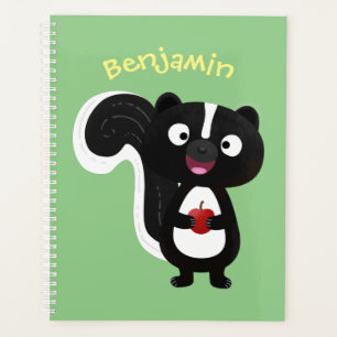 Cute happy skunk cartoon illustration planner