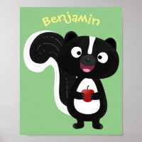Cute happy skunk cartoon illustration