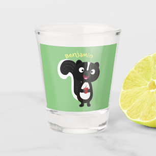 Cute happy skunk cartoon illustration  shot glass