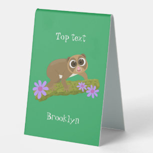 Cute happy slow loris on branch cartoon