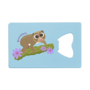 Cute happy slow loris on branch cartoon