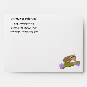Cute happy slow loris on branch cartoon envelope
