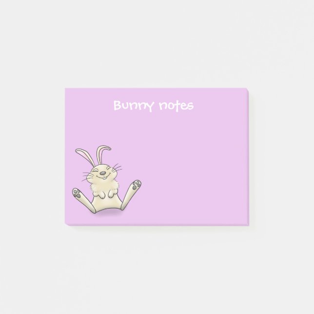 Cute happy smiling baby bunny rabbit cartoon post-it notes (Front)
