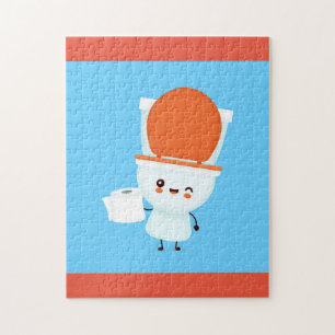 Cute happy smiling bowl and toilet paper jigsaw puzzle