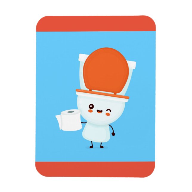 Cute Happy Smiling Bowl And Toilet Paper Magnet (Vertical)