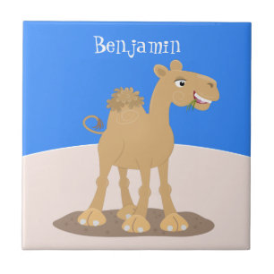 Cute happy smiling camel cartoon illustration ceramic tile