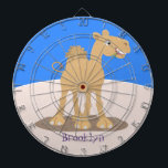 Cute happy smiling camel cartoon illustration dartboard<br><div class="desc">This cute happy camel is chewing lunch. Drawn in cute cartoon illustration style.</div>