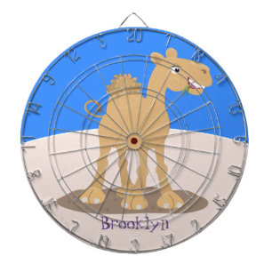 Cute happy smiling camel cartoon illustration dartboard