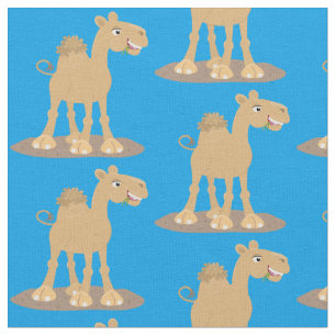 Cute happy smiling camel cartoon illustration fabric