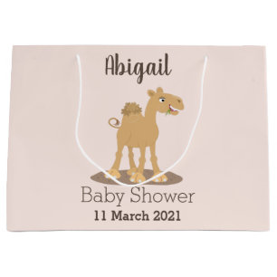 Cute happy smiling camel cartoon illustration large gift bag