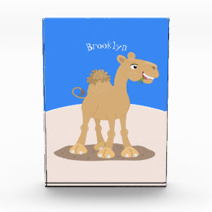 Cute happy smiling camel cartoon illustration photo block