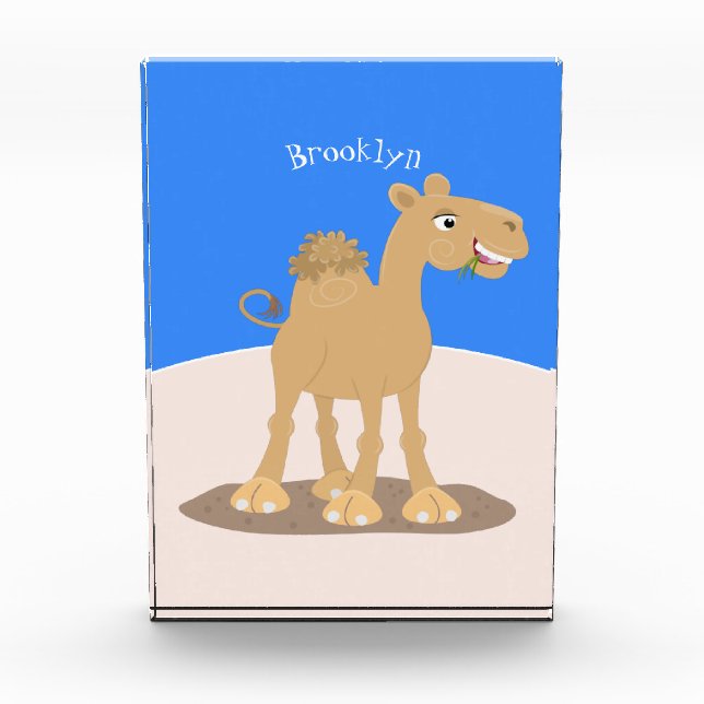 Cute happy smiling camel cartoon illustration photo block (Front)