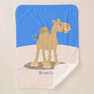 Cute happy smiling camel cartoon illustration sherpa blanket