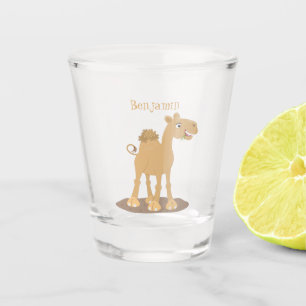 Cute happy smiling camel cartoon illustration shot glass