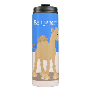 Cute happy smiling camel cartoon illustration thermal tumbler