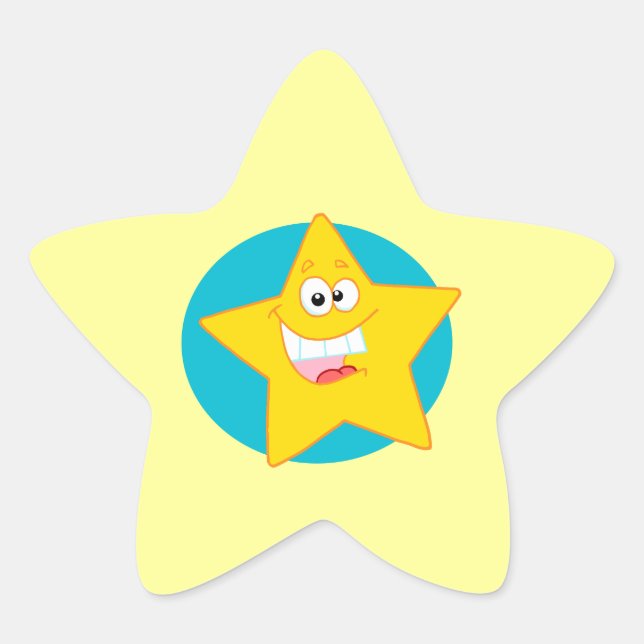 cute happy smiling cartoon star star sticker (Front)