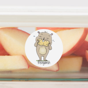 Cute happy smiling hamster with peanut cartoon