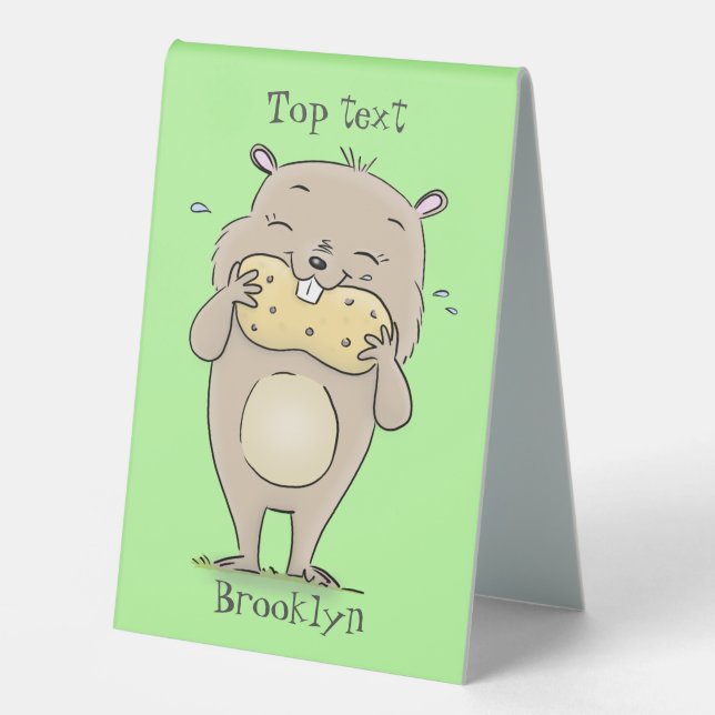 Cute happy smiling hamster with peanut cartoon (Front)