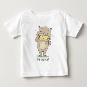 Cute happy smiling hamster with peanut cartoon baby T-Shirt