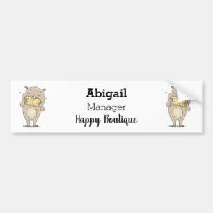 Cute happy smiling hamster with peanut cartoon  bumper sticker