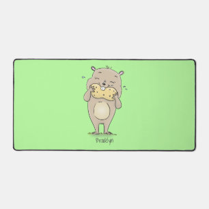 Cute happy smiling hamster with peanut cartoon desk mat