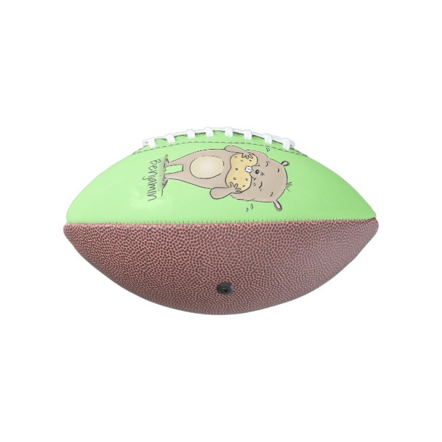 Cute happy smiling hamster with peanut cartoon football (Rotated 270)