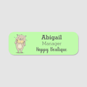 Cute happy smiling hamster with peanut cartoon name tag