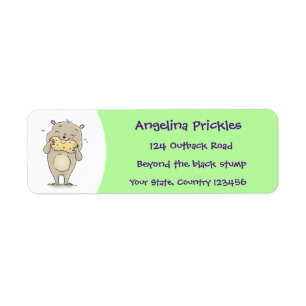 Cute happy smiling hamster with peanut cartoon return address label