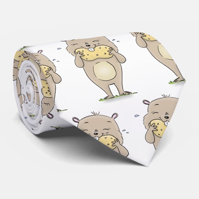 Cute happy smiling hamster with peanut cartoon tie (Rolled)