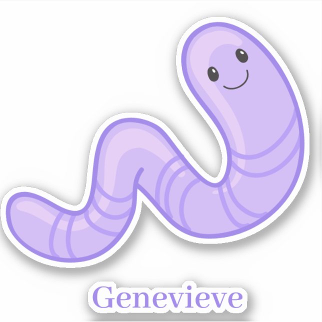 Cute happy smiling purple inch worm personalised (Front)