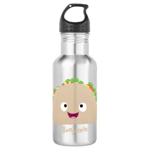 Cute happy smiling taco cartoon illustration 532 ml water bottle
