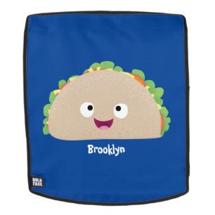 Cute happy smiling taco cartoon illustration backpack