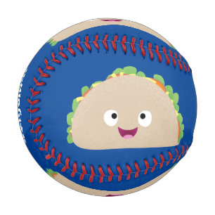 Cute happy smiling taco cartoon illustration baseball