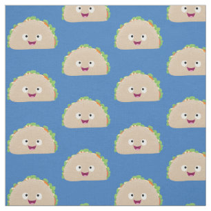 Cute happy smiling taco cartoon illustration fabric
