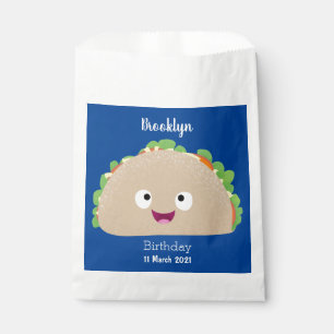 Cute happy smiling taco cartoon illustration favour bag