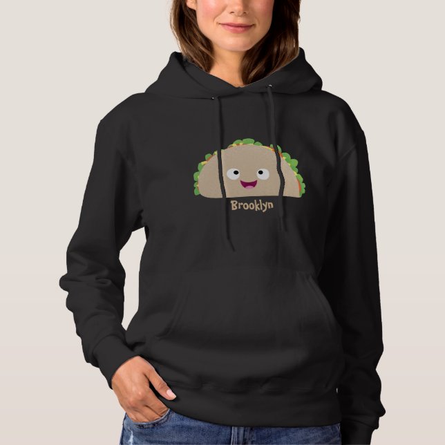 Cute happy smiling taco cartoon illustration hoodie (Front)
