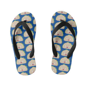 Cute happy smiling taco cartoon illustration kid's thongs