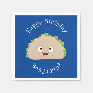 Cute happy smiling taco cartoon illustration napkin