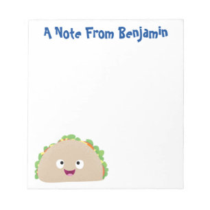 Cute happy smiling taco cartoon illustration  notepad