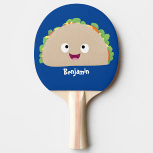 Cute happy smiling taco cartoon illustration ping pong paddle