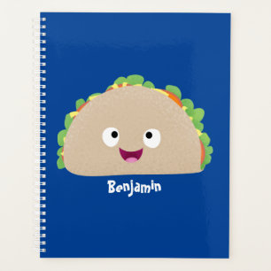 Cute happy smiling taco cartoon illustration planner