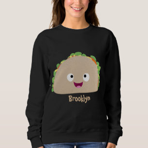 Cute happy smiling taco cartoon illustration sweatshirt