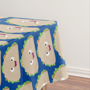 Cute happy smiling taco cartoon illustration tablecloth