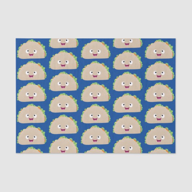 Cute happy smiling taco cartoon illustration tissue paper (Front)