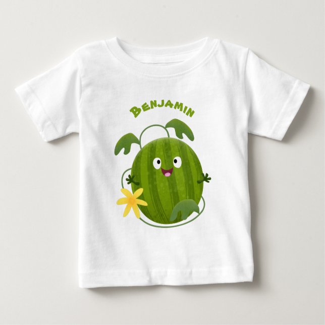 Cute happy smiling watermelon cartoon  baby T-Shirt (Front)
