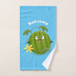 Cute happy smiling watermelon cartoon bath towel set
