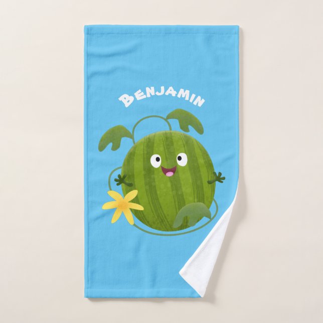 Cute happy smiling watermelon cartoon bath towel set (Hand Towel)